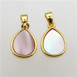 pink Queen Shell teardrop pendants, approx 9-11mm [GM12044]