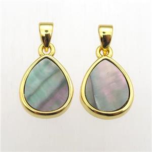 gray Abalone Shell teardrop pendants, approx 9-11mm [GM12046]