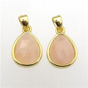 yellow MoonStone teardrop pendants, approx 9-11mm [GM12047]