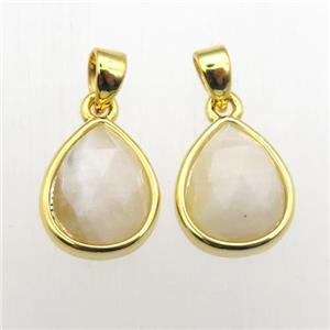 white MoonStone teardrop pendants, approx 9-11mm [GM12051]