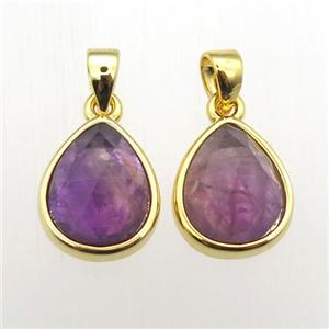 Amethyst teardrop pendants, approx 9-11mm [GM12053]