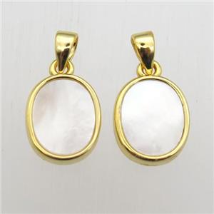 white Pearlized Shell oval pendant, approx 9-11mm [GM12057]