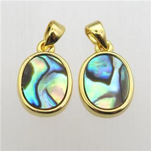 Abalone Shell oval pendant, approx 9-11mm [GM12059]
