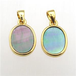 gray Abalone Shell oval pendant, approx 9-11mm [GM12060]