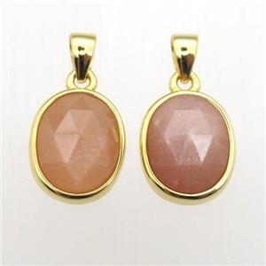 peach SunStone oval pendant, approx 9-11mm [GM12062]