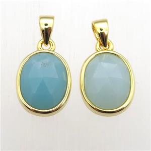 blue Amazonite oval pendant, approx 9-11mm [GM12065]