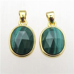 green Malachite oval pendant, approx 9-11mm [GM12067]