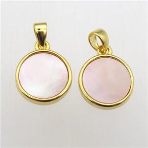 pink Queen Shell circle pendants, approx 11mm dia [GM12071]