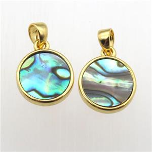 Abalone Shell circle pendants, approx 11mm dia [GM12072]