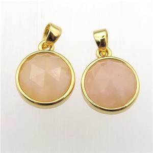 yellow MoonStone circle pendants, approx 11mm dia [GM12076]