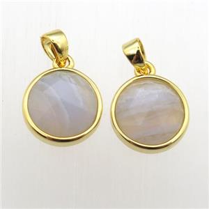 Blue Lace Agate circle pendants, approx 11mm dia [GM12078]