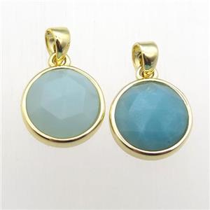 Amazonite circle pendants, approx 11mm dia [GM12079]