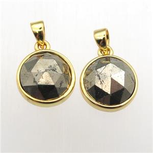 Pyrite circle pendants, approx 11mm dia [GM12080]
