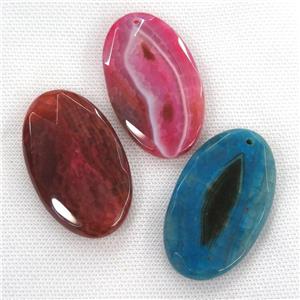 Agate pendants, faceted oval, mixed color, approx 30-55mm [GM12083]