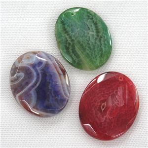 Agate pendants, faceted oval, mixed color, approx 40-50mm [GM12086]