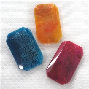 Agate pendants, faceted rectangle, mixed color, approx 38-55mm [GM12087]