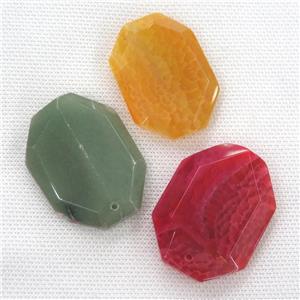 Agate pendants, faceted oval, mixed color, approx 35-45mm [GM12088]