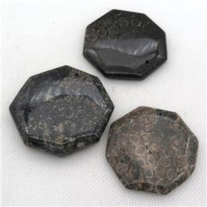 black Coral Fossil pendants, polygon, approx 50mm [GM12093]