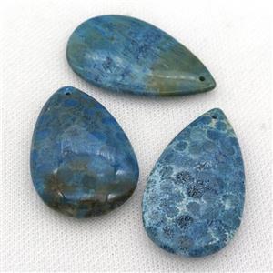 blue Coral Fossil pendants, teardrop, approx 30-50mm [GM12097]