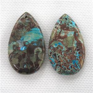 blue Ocean Jasper pendants, teardrop, approx 28-45mm [GM12116]