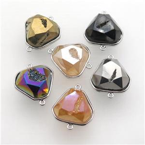 Agate Druzy triangle connector, mixed color, approx 17-20mm [GM12133]