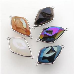 Agate Druzy teardrop connector, mixed color, approx 16-25mm [GM12137]