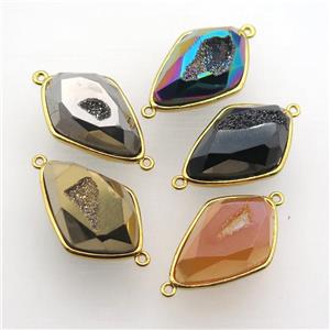 Agate Druzy teardrop connector, mixed color, approx 16-25mm [GM12138]