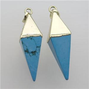 blue turquoise pendulumn pendant, gold plated, approx 13-40mm [GM12194]