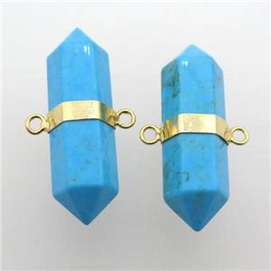 Turquoise bullet pendant, blue treated, approx 12-38mm [GM12198]