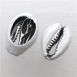 Conch Shell connector with white enameling, approx 10-20mm [GM12230]