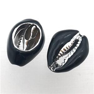 Conch Shell Clam connector with black enameling, approx 10-20mm [GM12231]