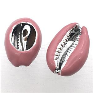Conch Shell connector with pink enameling, approx 10-20mm [GM12232]