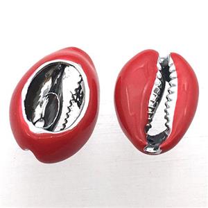 Conch Shell connector with red enameling, approx 10-20mm [GM12234]