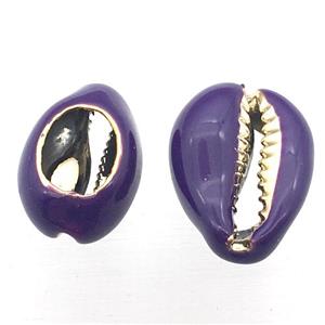 Conch Shell connector with purple enameling, approx 10-20mm [GM12236]