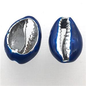 Conch Shell connector with royalblue enameling, approx 10-20mm [GM12237]