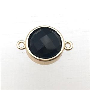 black onyx agate circle connector, approx 12mm [GM12240]