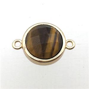 Tiger eye stone circle connector, approx 12mm [GM12242]