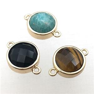 mixed Gemstone circle connector, approx 12mm [GM12243]