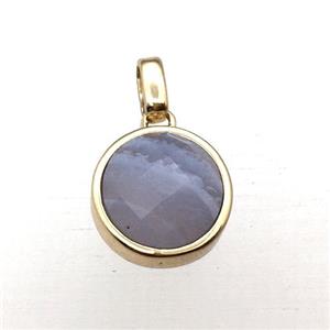 blue lace agate circle pendant, approx 12mm [GM12246]