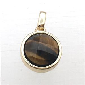 Tiger eye stone circle pendant, approx 12mm [GM12247]