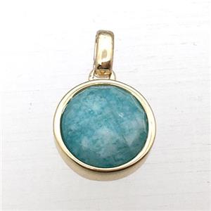 green Amazonite circle pendant, approx 12mm [GM12248]
