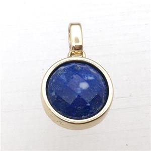 blue Lapis circle pendant, approx 12mm [GM12249]