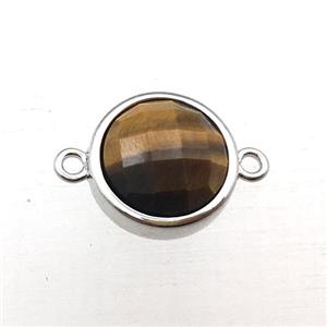 Tiger eye stone circle connector, approx 12mm [GM12255]
