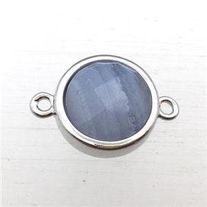 Blue Lace Agate circle connector, approx 12mm [GM12256]