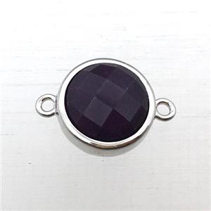 black onyx agate circle connector, approx 12mm [GM12257]