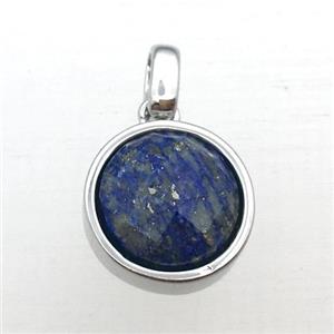 blue Lapis Lazuli circle pendant, approx 12mm [GM12259]
