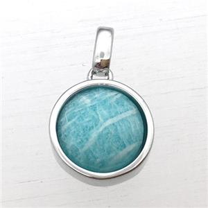green Amazonite circle pendant, approx 12mm [GM12260]