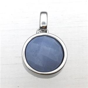 blue lace agate circle pendant, approx 12mm [GM12262]