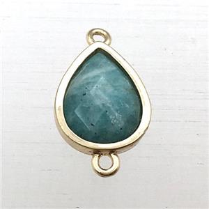 green Amazonite teardrop connector, approx 10-12mm [GM12269]