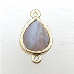 blue lace agate teardrop connector, approx 10-12mm [GM12272]